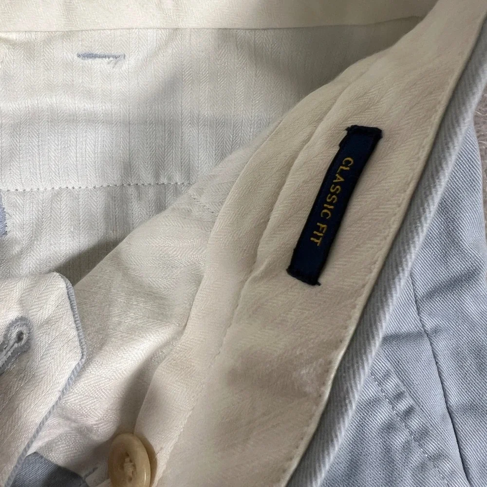 Polo Ralph Lauren Chino Pant Mens 34x39 Light Blue Classic Fit Flat Front Preppy